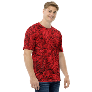 Red Rose Pattern Men's T-shirt by Design Express