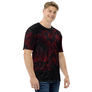 Black Red Fractal Art Men's T-shirt by Design Express