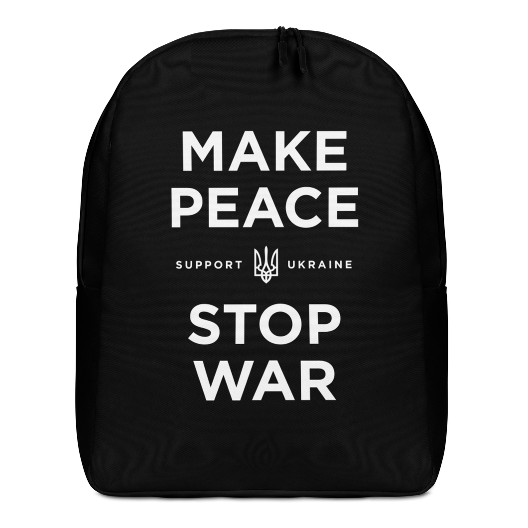 Default Title Make Peace Stop War (Support Ukraine) Black Minimalist Backpack by Design Express