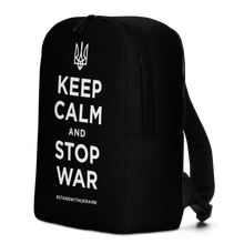 Keep Calm and Stop War (Support Ukraine) White Print Minimalist Backpack by Design Express