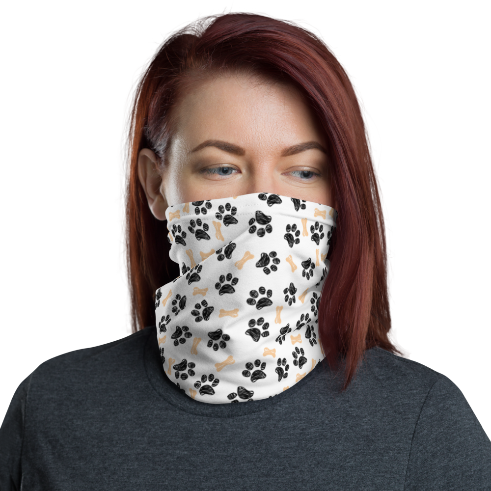 Default Title Dog Paws and Bones Pattern Face Mask & Neck Gaiter by Design Express