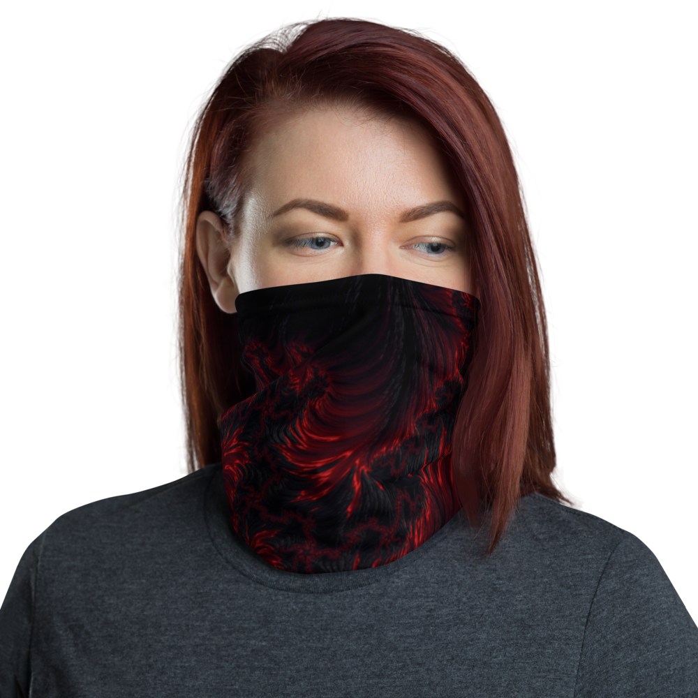 Default Title Black Red Fractal Art Face Mask & Neck Gaiter by Design Express