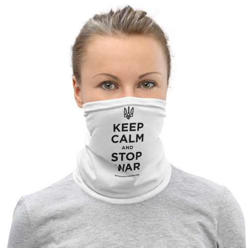 Default Title Keep Calm and Stop War (Support Ukraine) Black Print Face Mask & Neck Gaiter by Design Express