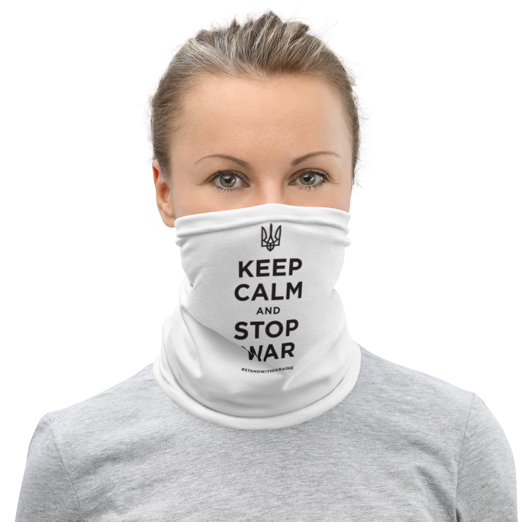 Default Title Keep Calm and Stop War (Support Ukraine) Black Print Face Mask & Neck Gaiter by Design Express