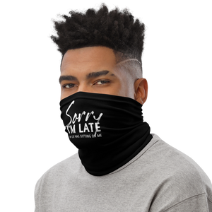 Sorry I'm Late (Funny Cat Lover) Face Mask & Neck Gaiter by Design Express