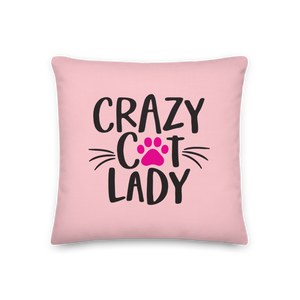 Crazy Cat Lady (Cat Lover) Funny Square Premium Pillow by Design Express