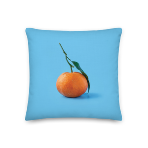 Orange on Blue Premium Square Pillow by Design Express