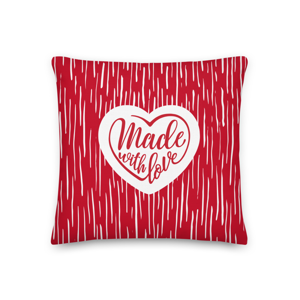 18×18 Made With Love (Heart) Square Premium Pillow by Design Express