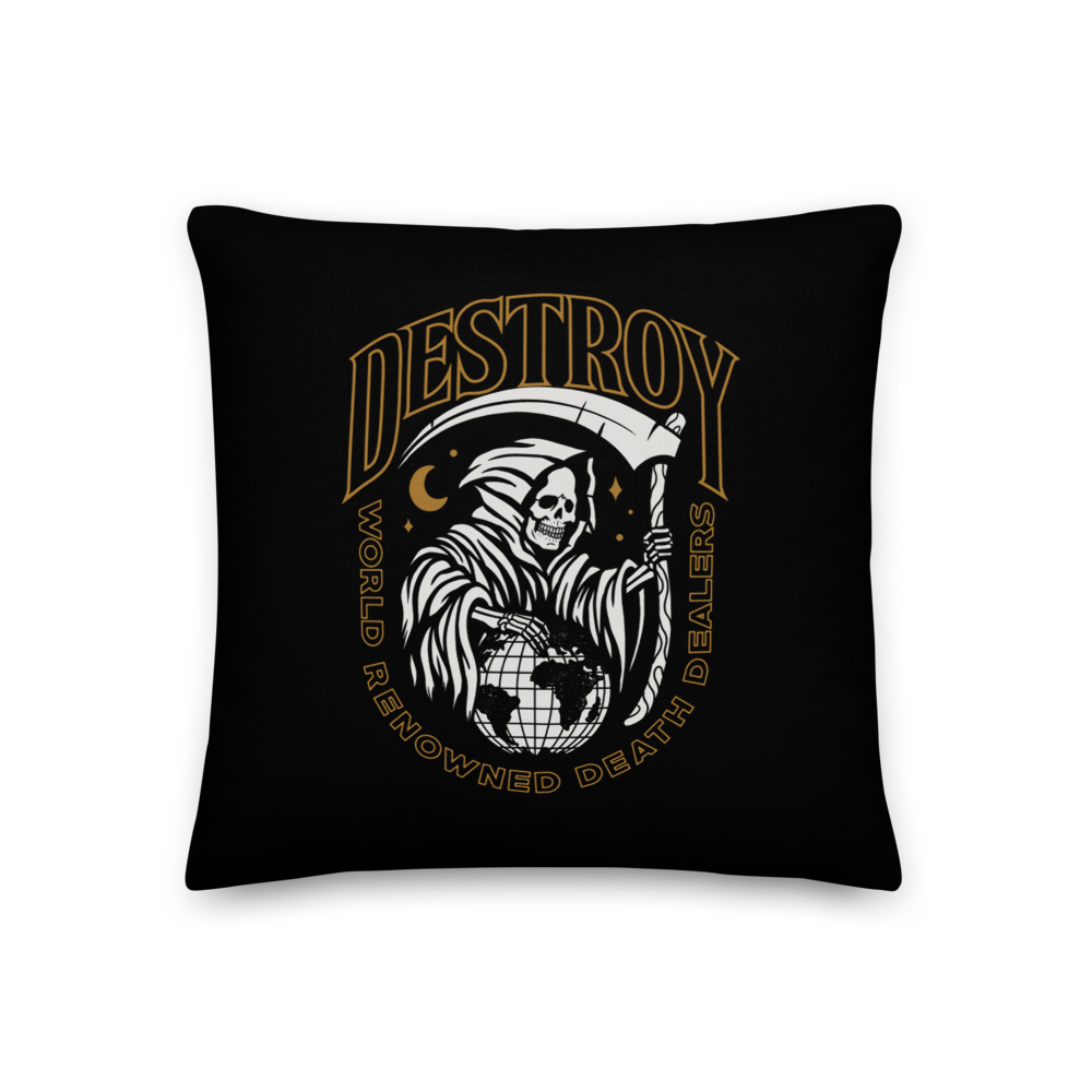 18″×18″ Destroy World Premium Pillow by Design Express