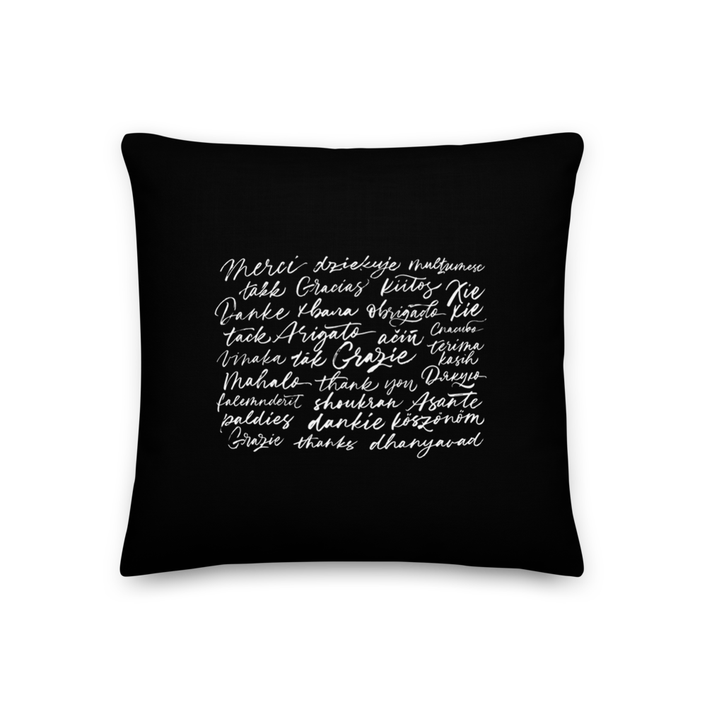 18″×18″ Thank You Various Language Premium Pillow by Design Express