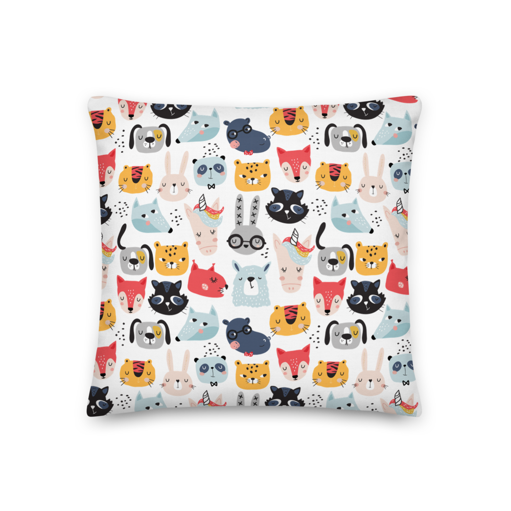 18″×18″ Funny Animal Pattern Premium Pillow by Design Express