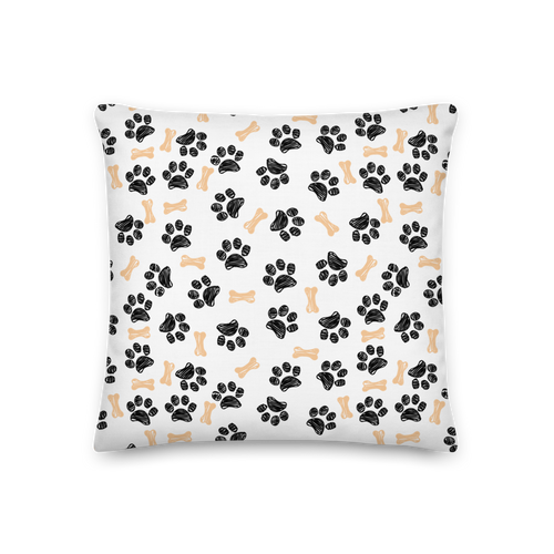 18″×18″ Dog Paws and Bones Pattern Premium Pillow by Design Express