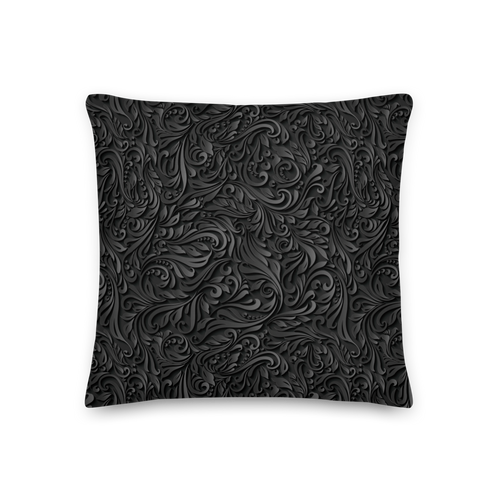 18″×18″ 3D Black Ornament Pattern Premium Pillow by Design Express