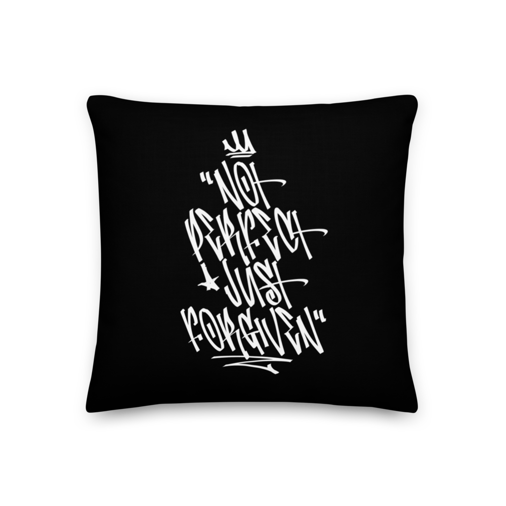 18″×18″ Not Perfect Just Forgiven Graffiti (motivation) Premium Pillow by Design Express