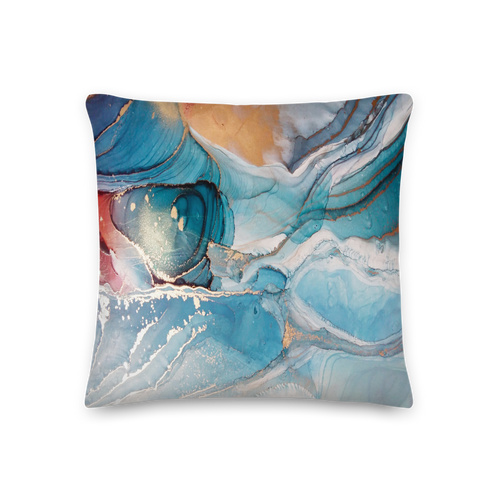 18″×18″ Colorful Marble Liquid ink Art Full Print Premium Pillow by Design Express