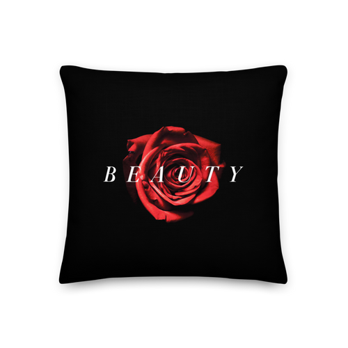 18″×18″ Beauty Red Rose Premium Square Pillow by Design Express