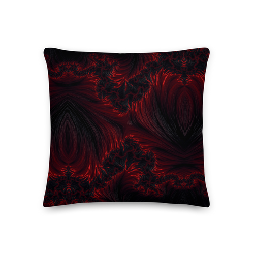 18″×18″ Black Red Fractal Art Premium Pillow by Design Express