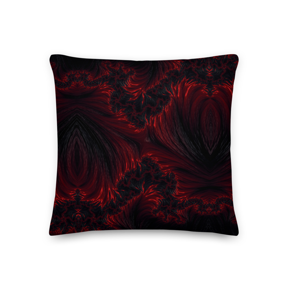 18″×18″ Black Red Fractal Art Premium Pillow by Design Express