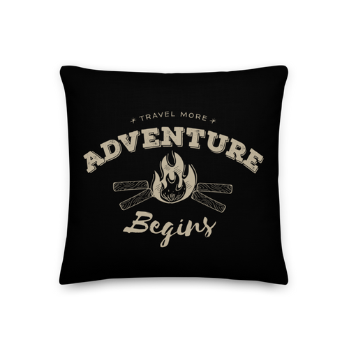 18″×18″ Travel More Adventure Begins Premium Pillow by Design Express