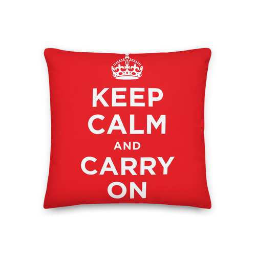 Default Title Keep Calm And Carry On (Red White) Premium Pillow by Design Express