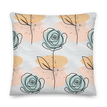 Pasty Flower Line Pattern Square Premium Pillow by Design Express