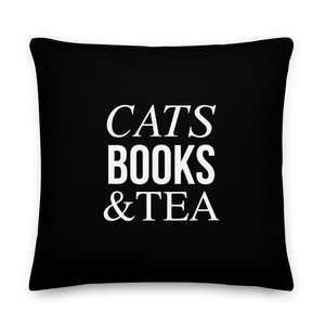 Cats Books Tea (Funny) Square Premium Pillow by Design Express