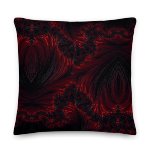 Black Red Fractal Art Premium Pillow by Design Express