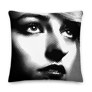 22″×22″ Face Art Black & White Premium Pillow by Design Express