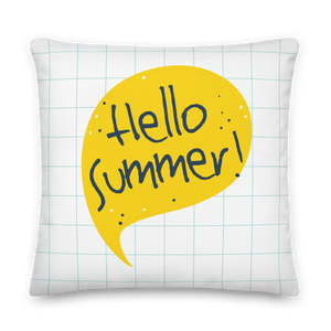 22″×22″ Hello Summer Yellow Premium Pillow by Design Express