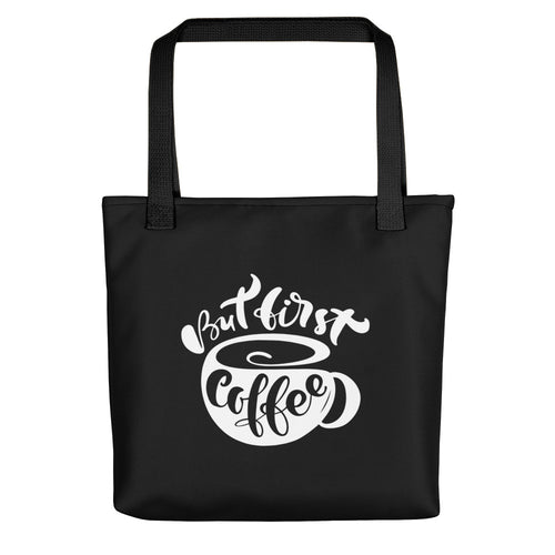 Default Title But First Coffee (Coffee Lover) Funny Tote bag by Design Express