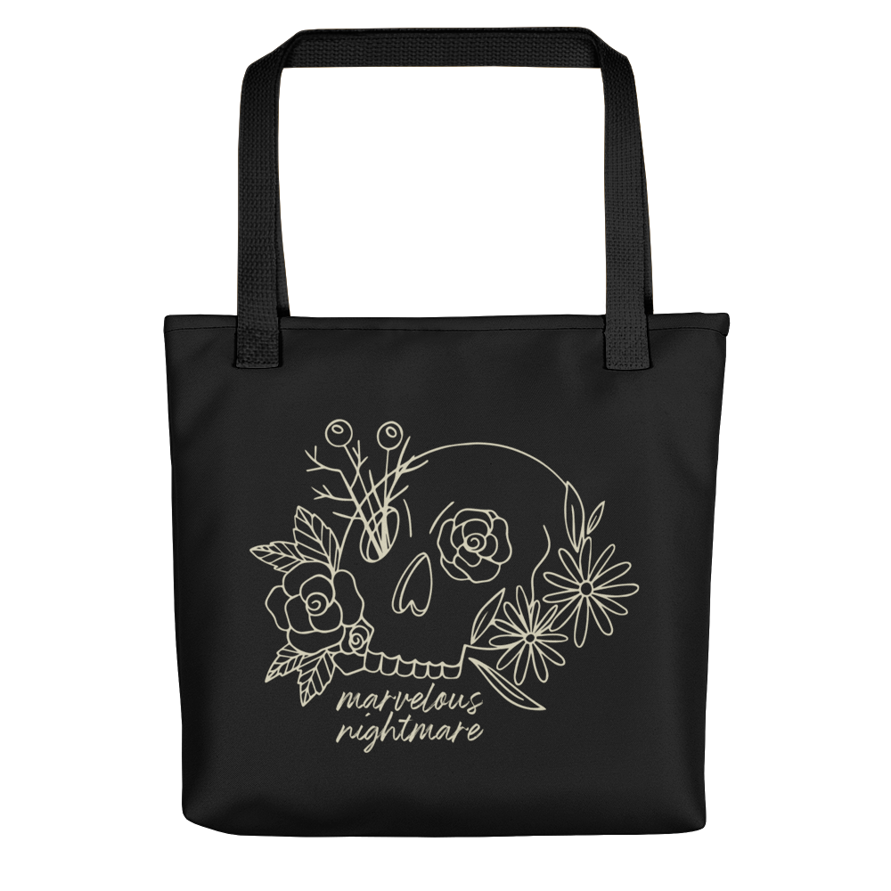 Default Title Marvelous Nightmare Flower Skull Tote bag by Design Express