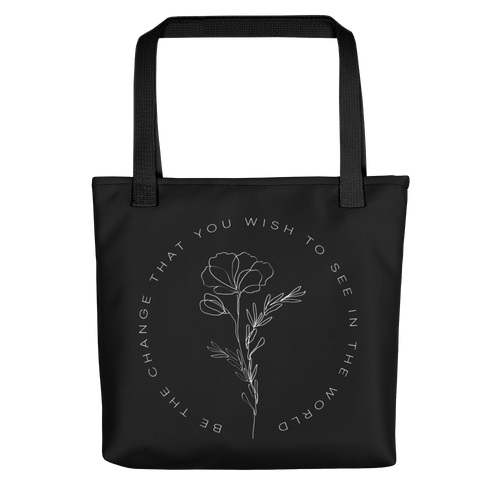 Default Title Be the change that you wish to see in the world Black Tote bag by Design Express