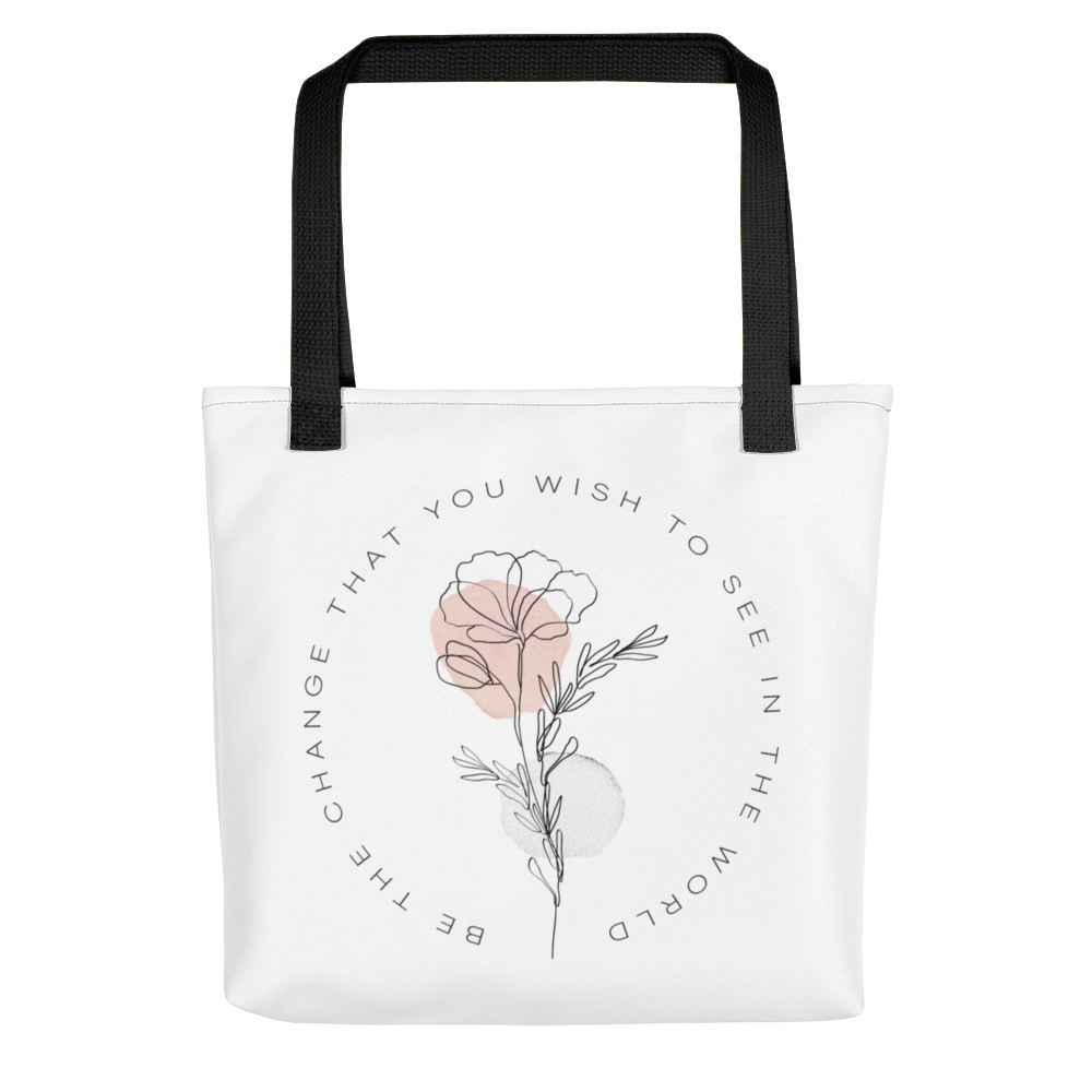 Default Title Be the change that you wish to see in the world White Tote bag by Design Express