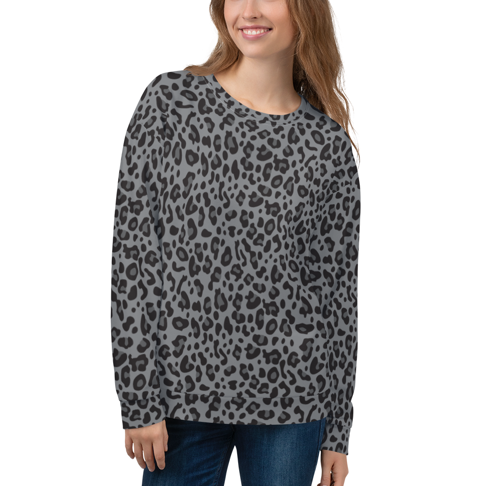 XS Grey Leopard Print Unisex Sweatshirt by Design Express