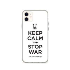 iPhone 11 Keep Calm and Stop War (Support Ukraine) Black Print iPhone Case by Design Express