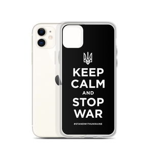 Keep Calm and Stop War (Support Ukraine) White Print iPhone Case by Design Express