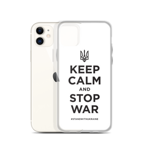 Keep Calm and Stop War (Support Ukraine) Black Print iPhone Case by Design Express