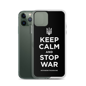 Keep Calm and Stop War (Support Ukraine) White Print iPhone Case by Design Express