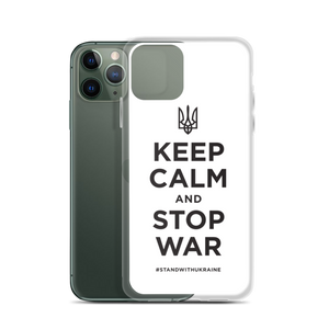 Keep Calm and Stop War (Support Ukraine) Black Print iPhone Case by Design Express