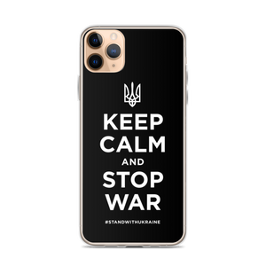 iPhone 11 Pro Max Keep Calm and Stop War (Support Ukraine) White Print iPhone Case by Design Express