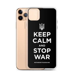 Keep Calm and Stop War (Support Ukraine) White Print iPhone Case by Design Express