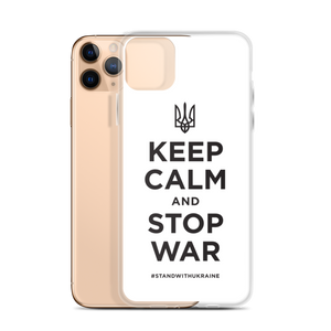 Keep Calm and Stop War (Support Ukraine) Black Print iPhone Case by Design Express