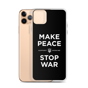 Make Peace Stop War (Support Ukraine) Black iPhone Case by Design Express