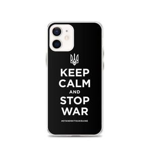 iPhone 12 Keep Calm and Stop War (Support Ukraine) White Print iPhone Case by Design Express