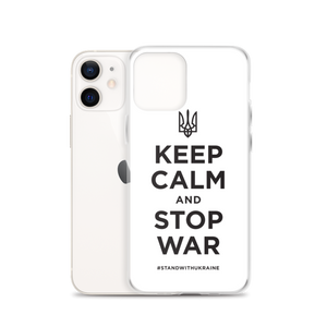 Keep Calm and Stop War (Support Ukraine) Black Print iPhone Case by Design Express