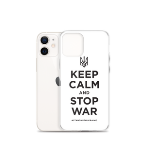 Keep Calm and Stop War (Support Ukraine) Black Print iPhone Case by Design Express