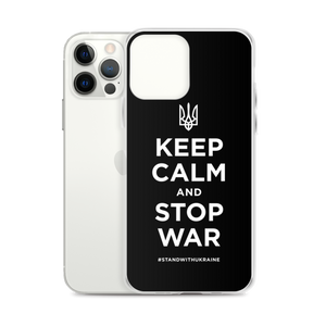 Keep Calm and Stop War (Support Ukraine) White Print iPhone Case by Design Express