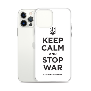 Keep Calm and Stop War (Support Ukraine) Black Print iPhone Case by Design Express