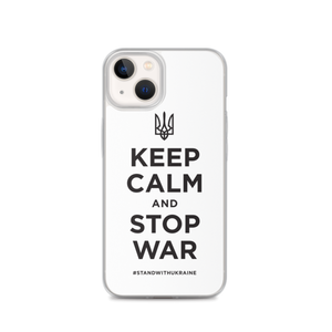 iPhone 13 Keep Calm and Stop War (Support Ukraine) Black Print iPhone Case by Design Express