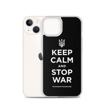 Keep Calm and Stop War (Support Ukraine) White Print iPhone Case by Design Express